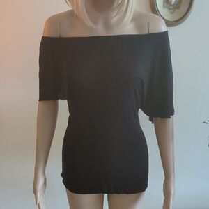 Calpak Black Off-the-Shoulder Fitted Blouse